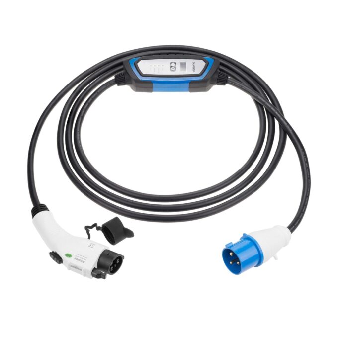 EV charging cable Type 1 to CEE plug with controlbox 32A